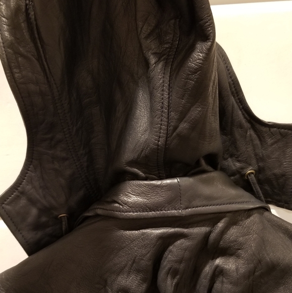 MIKE & CHRIS Genuine Leather Jacket Navy Blue/ (Grayish Blue) Detachable Hood - Picture 14 of 14